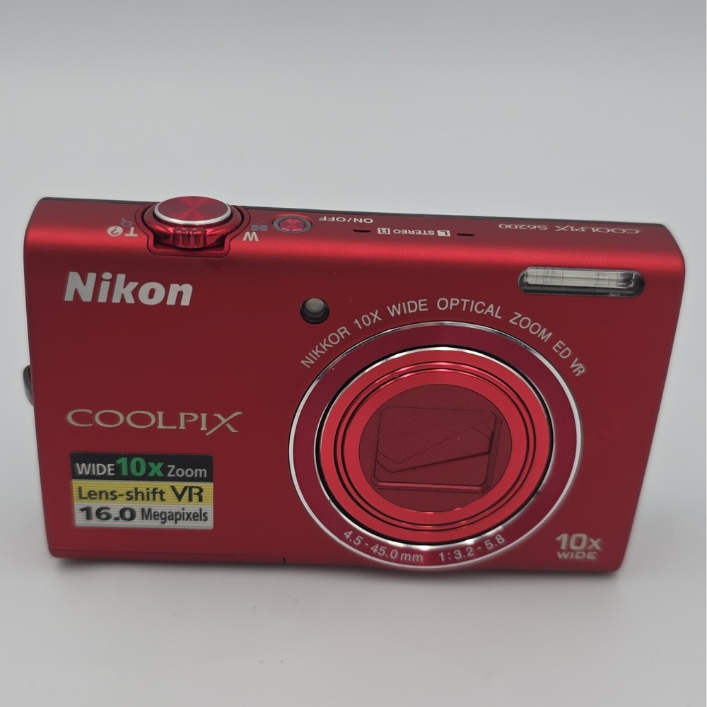 Nikon COOLPIX S6200 Digital Camera 16.0MP 10x Optical Zoom Red Built-in Flash